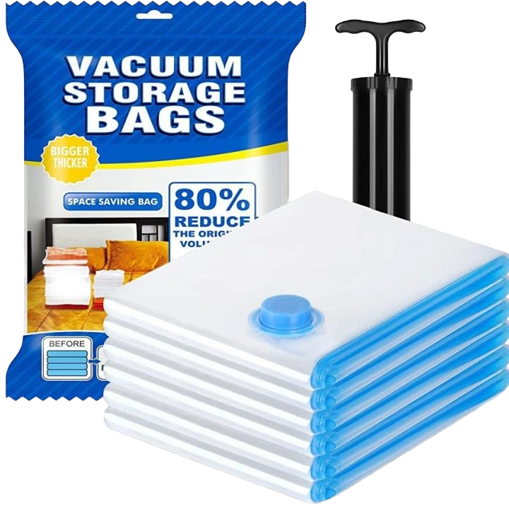 Reusable Vacuum Storage Bags – Space-Saving Zip Lock Bags (Pack of 5 with Free Pump)