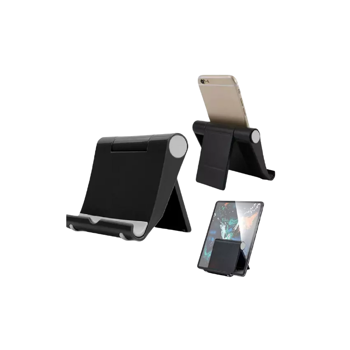 Aluminum universal tablet stand holding tablet upright
